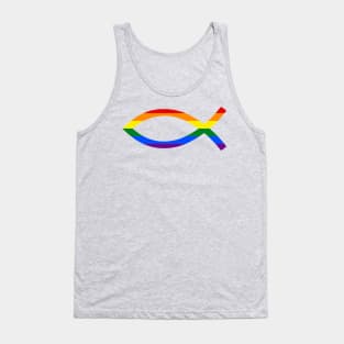 Christian fish with lgbtq+ pride flag Tank Top